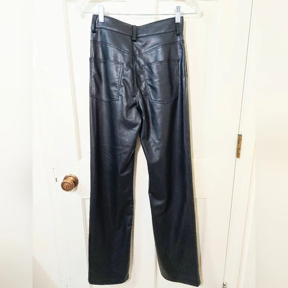 NWT Zara Vegan Leather High-rise 90s Wide Leg Pants, Size 2 - Picture 5 of 12